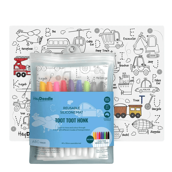 Hey Doodle Reusable Marker Playmat - Toot Toot Honk