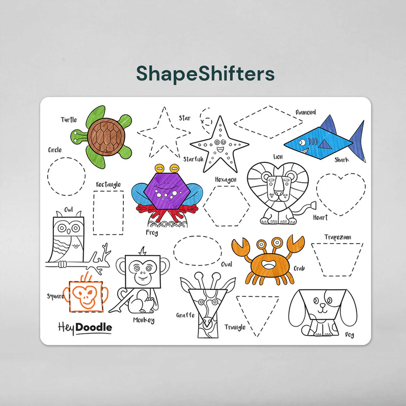 Hey Doodle Reusable Marker Playmat - Shape Shifters