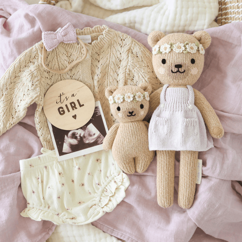 Cuddle + Kind Mini - Baby Honey Bear, Ivory Floral