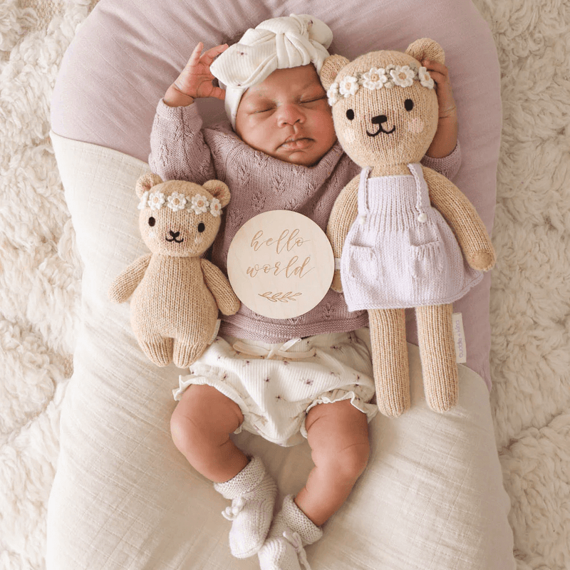 Cuddle + Kind Mini - Baby Honey Bear, Ivory Floral