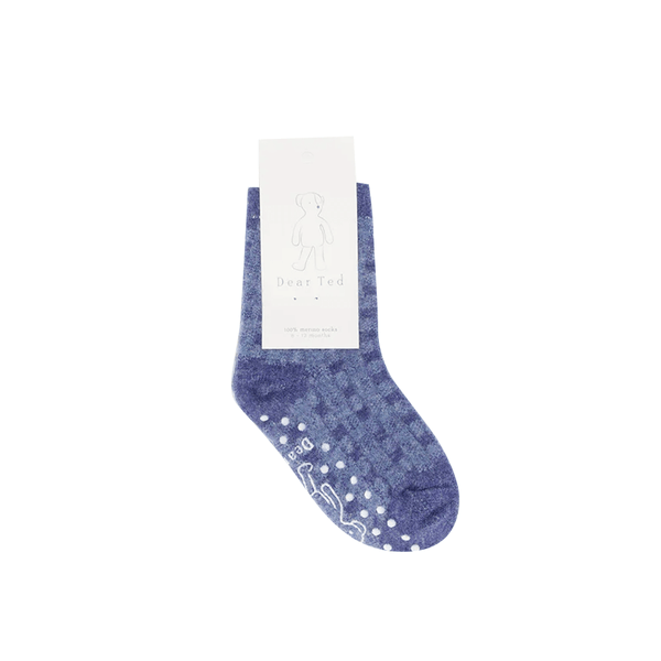 Dear Ted Periwinkle Check Merino Socks