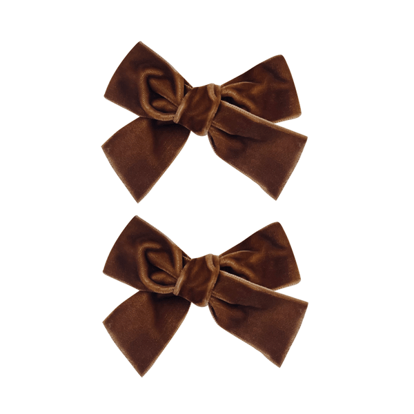 Little Sunday Velvet Bows | Set of Two | Caramel