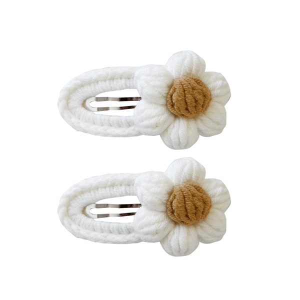 Little Sunday Crochet Daisy Clips | Cream