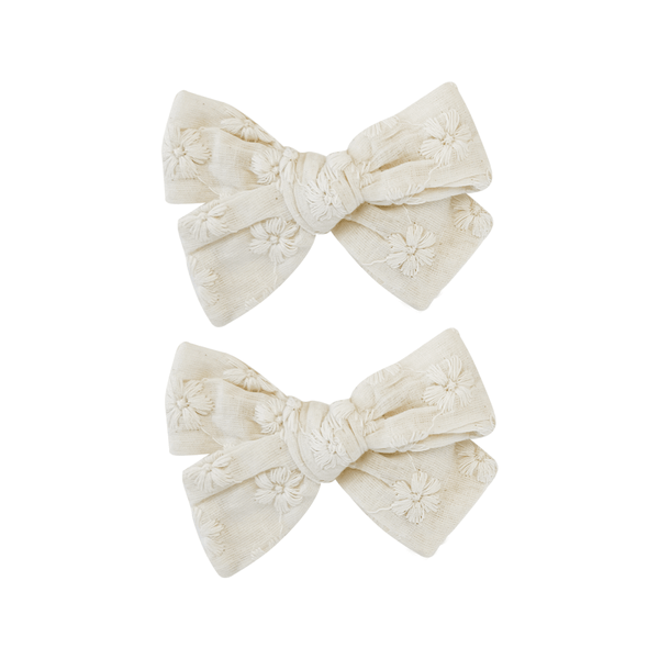 Little Sunday Embroidered Bows | Daisy Cream