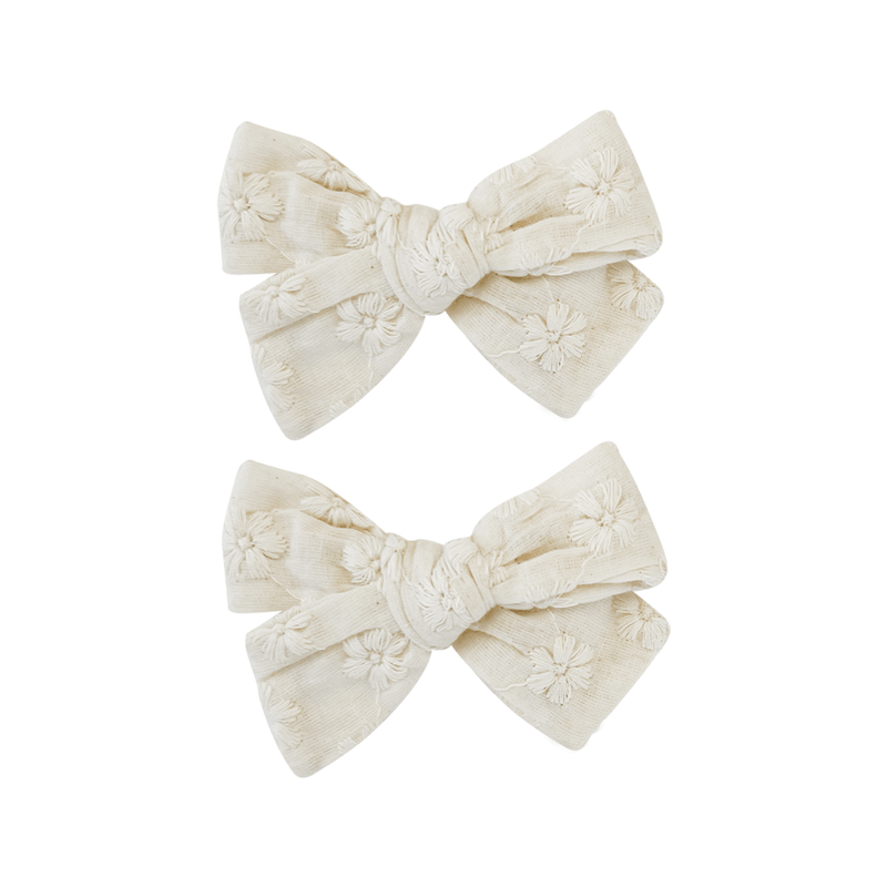 Little Sunday Embroidered Bows | Daisy Cream