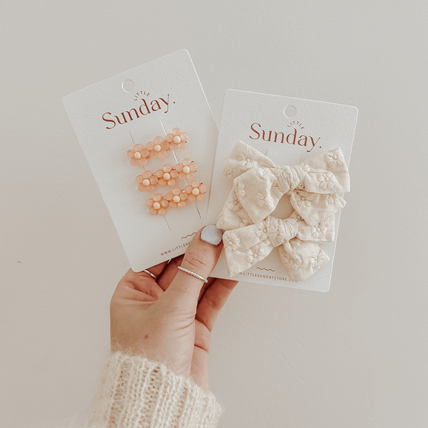 Little Sunday Daisy Hair Clips - Peachy