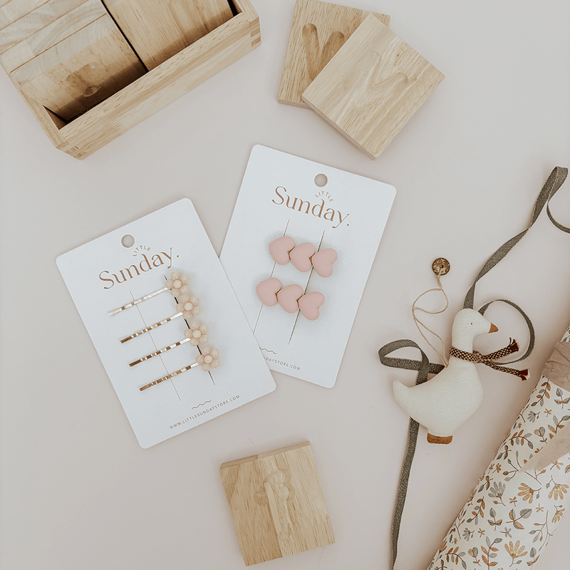 Little Sunday Daisy Hair Pins - Peachy