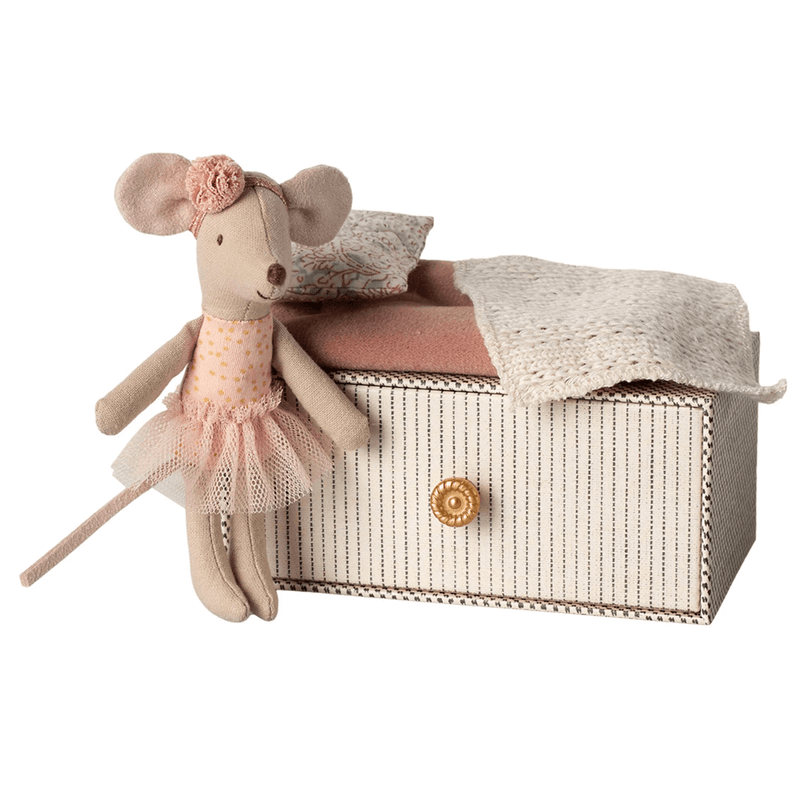 Maileg Dancing Little Sister Mouse in Daybed