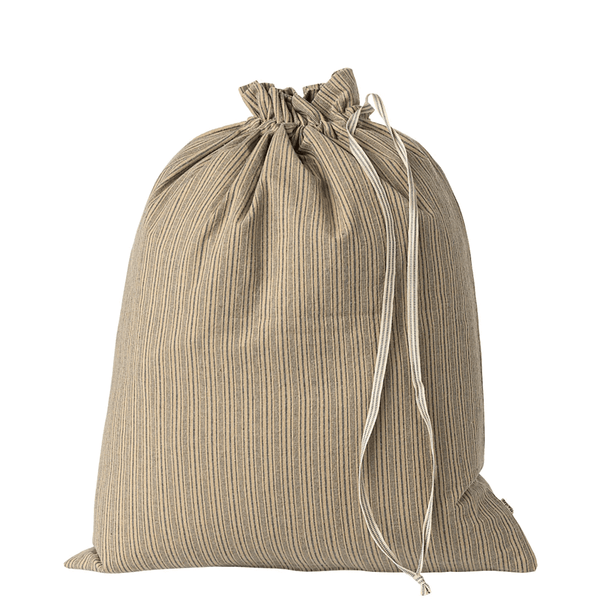 Maileg Fabric Bag Large - Stripes Sand Petrol