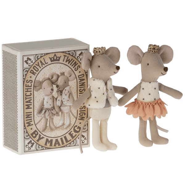 Maileg Royal Twins Mice In Box - Peach