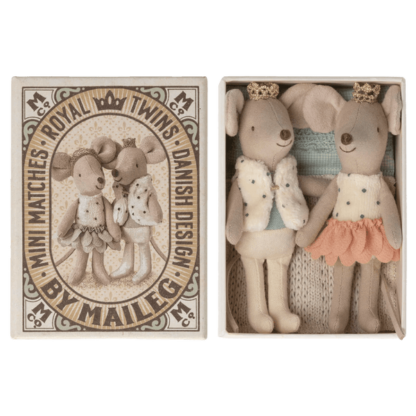 Maileg Royal Twins Mice In Box - Peach