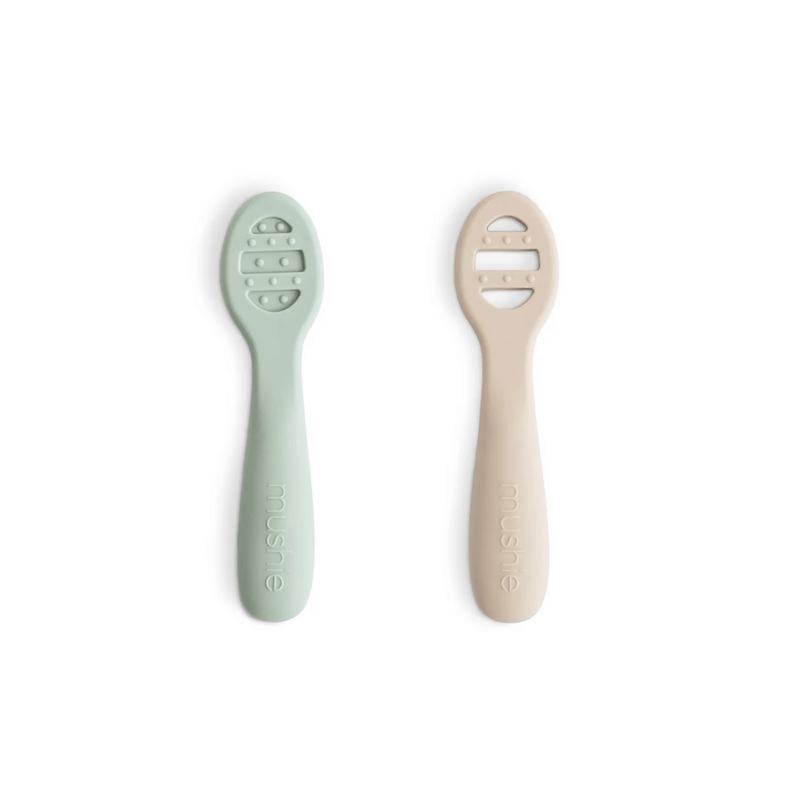 Mushie Baby First Feeding Spoons - Cambridge Blue/Shifting Sand