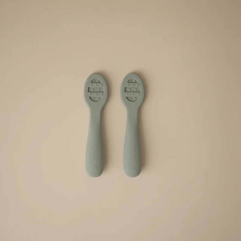 Mushie Baby First Feeding Spoons - Cambridge Blue/Shifting Sand