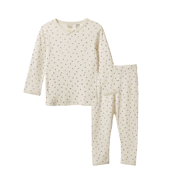 Nature Baby 2PC Long Sleeve Pointelle Pyjama Set - Aster Floral