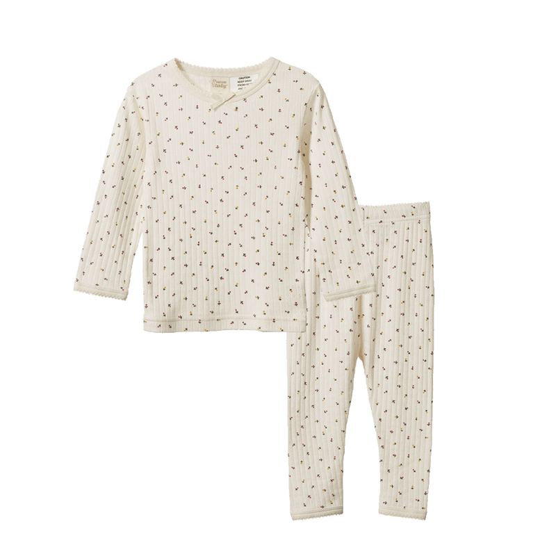 Nature Baby 2PC Long Sleeve Pointelle Pyjama Set - Aster Floral