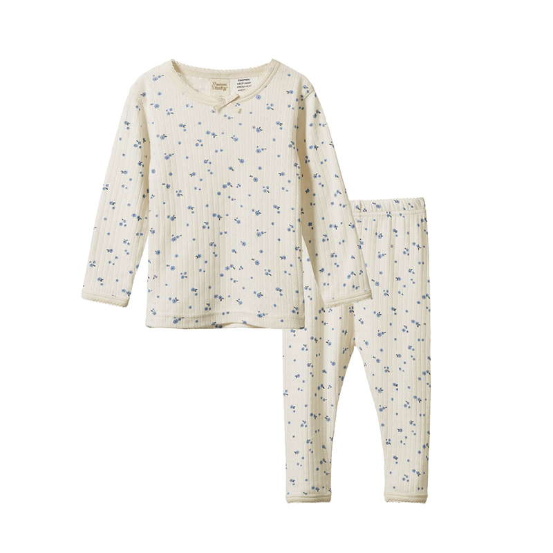 Nature Baby 2PC Long Sleeve Pointelle Pyjama Set - Daisy Print