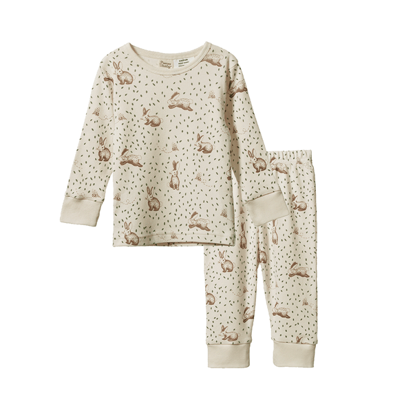 Nature Baby 2PC Long Sleeve Pyjama Set - Rabbitty Print