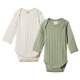 Nature Baby Long Sleeve 2 Pack Bodysuits - Natural/Nettle