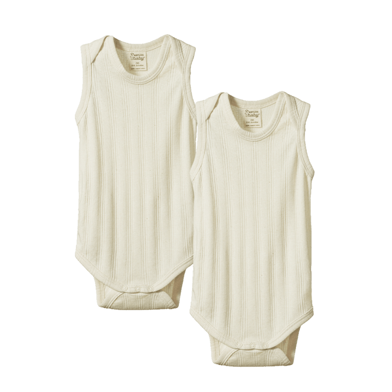 Nature Baby Singlet 2 Pack Bodysuits - Natural