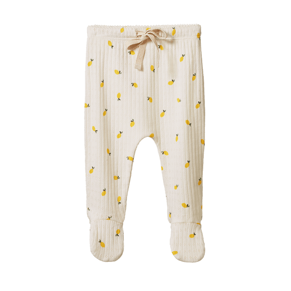 Nature Baby Cotton Footed Romper - Pointelle Lemon