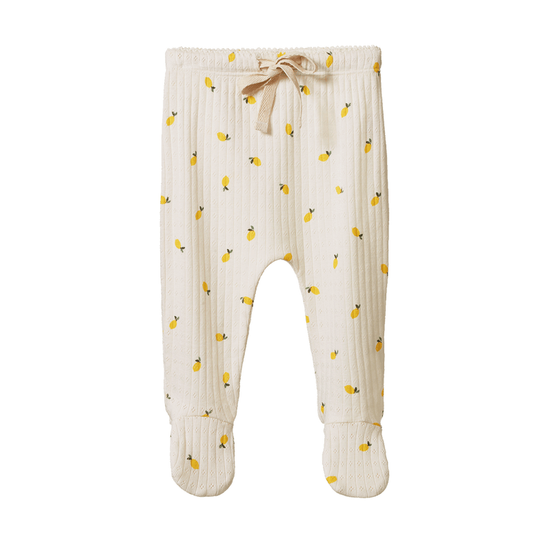 Nature Baby Cotton Footed Romper - Pointelle Lemon