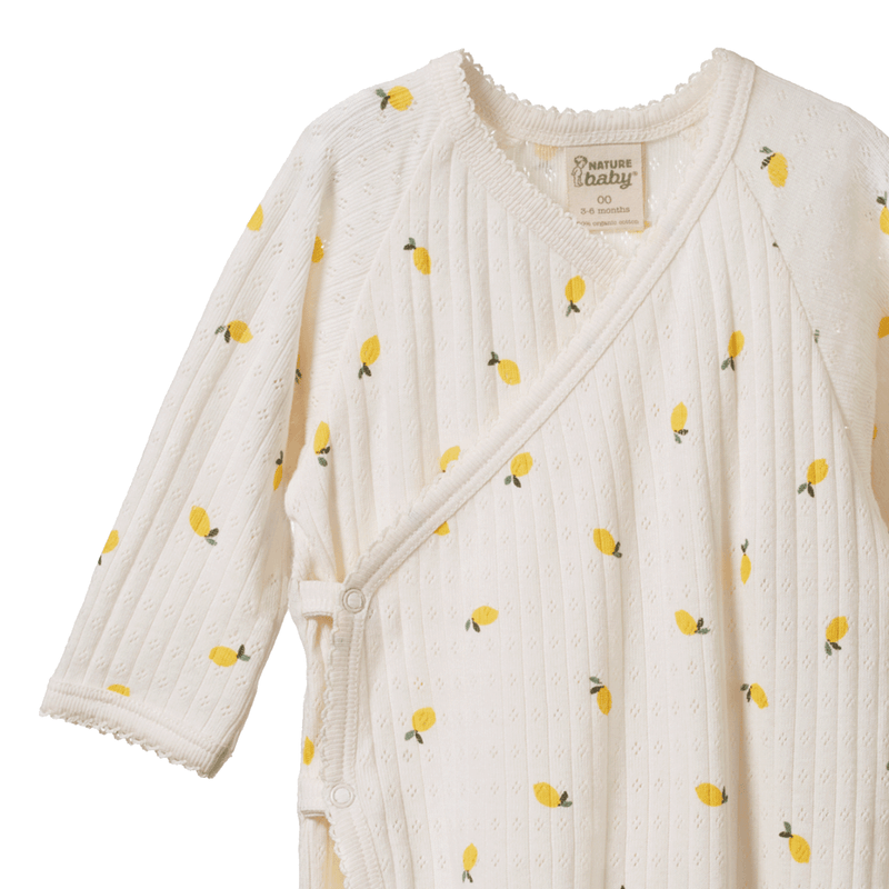 Nature Baby Kimono Stretch & Grow Pointelle - Lemon