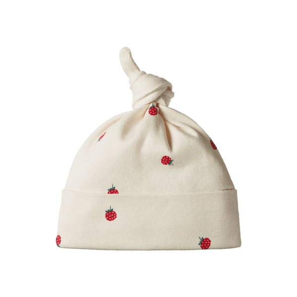 Nature Baby Cotton Knotted Beanie - Raspberry Print