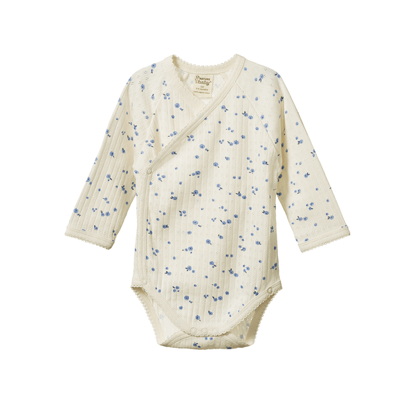 Nature Baby Kimono Long Sleeve Bodysuit - Pointelle Daisy