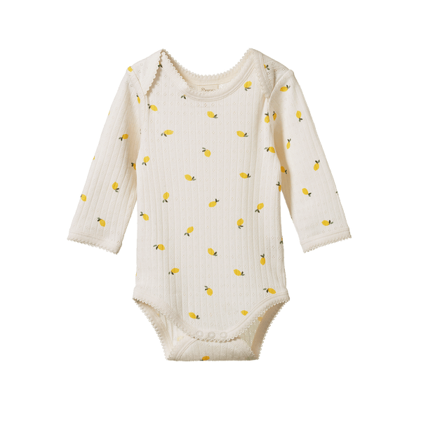 Nature Baby Long Sleeve Bodysuit - Pointelle Lemon