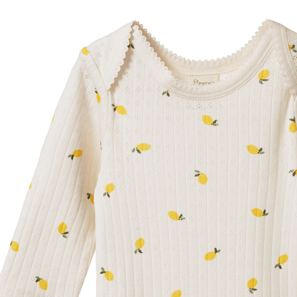 Nature Baby Long Sleeve Bodysuit - Pointelle Lemon