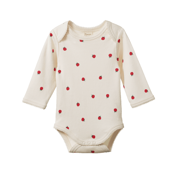 Nature Baby Long Sleeve Bodysuit - Raspberry Print