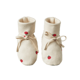 Nature Baby Cotton Booties - Raspberry Print