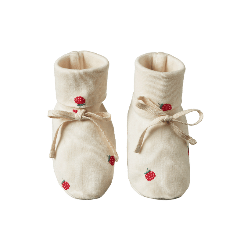 Nature Baby Cotton Booties - Raspberry Print