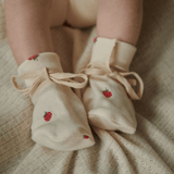 Nature Baby Cotton Booties - Raspberry Print