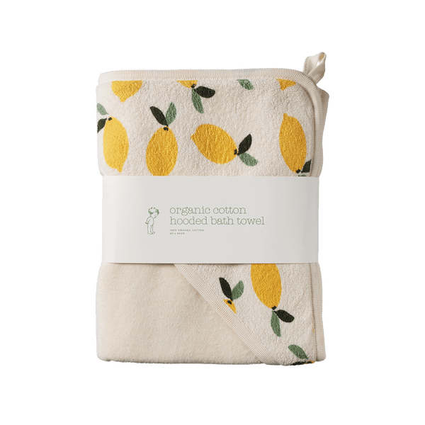 Nature Baby Organic Cotton Hooded Towel - Lemon Print