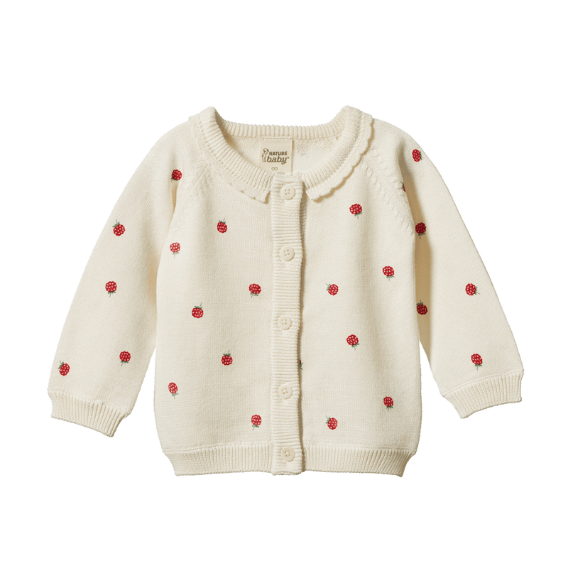 Nature Baby Piper Cardigan - Raspberry Print