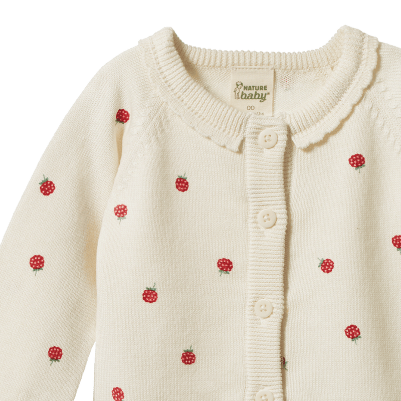 Nature Baby Piper Cardigan - Raspberry Print