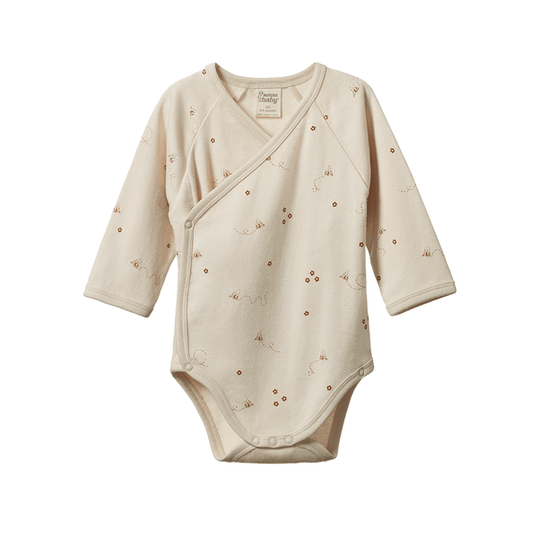 Nature Baby Kimono Long Sleeve Bodysuit - Bumble Bee