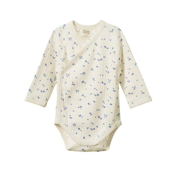 Nature Baby Long Sleeve Kimono Bodysuit - Pointelle Daisy