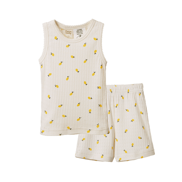 Nature Baby Singlet Pyjama Set - Pointelle Lemon