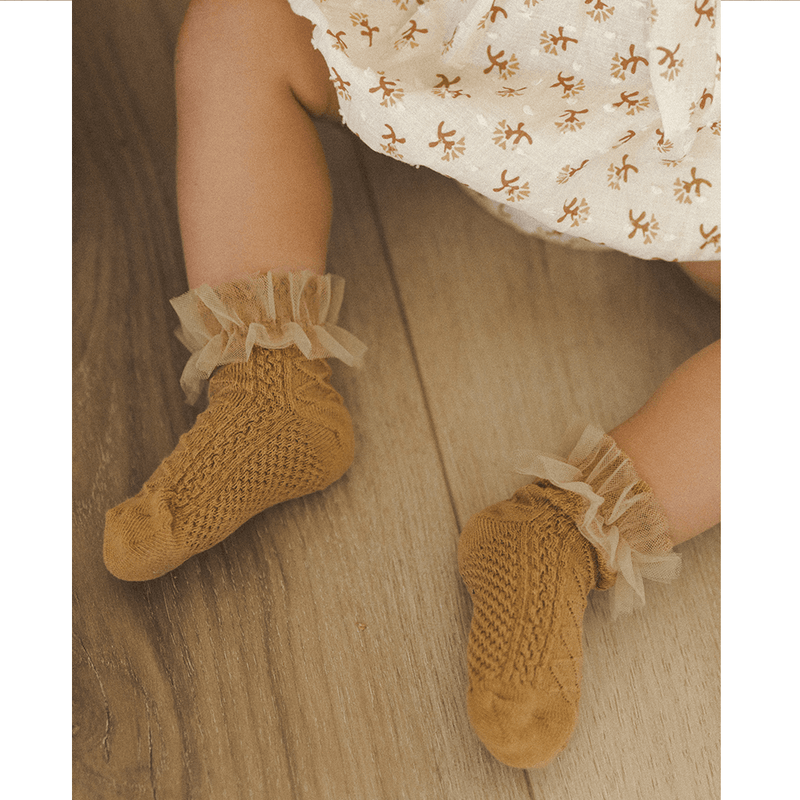 NoraLee Ruffle Socks - Ivory, Golden