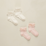 NoraLee Ruffle Socks - Ivory, Blush