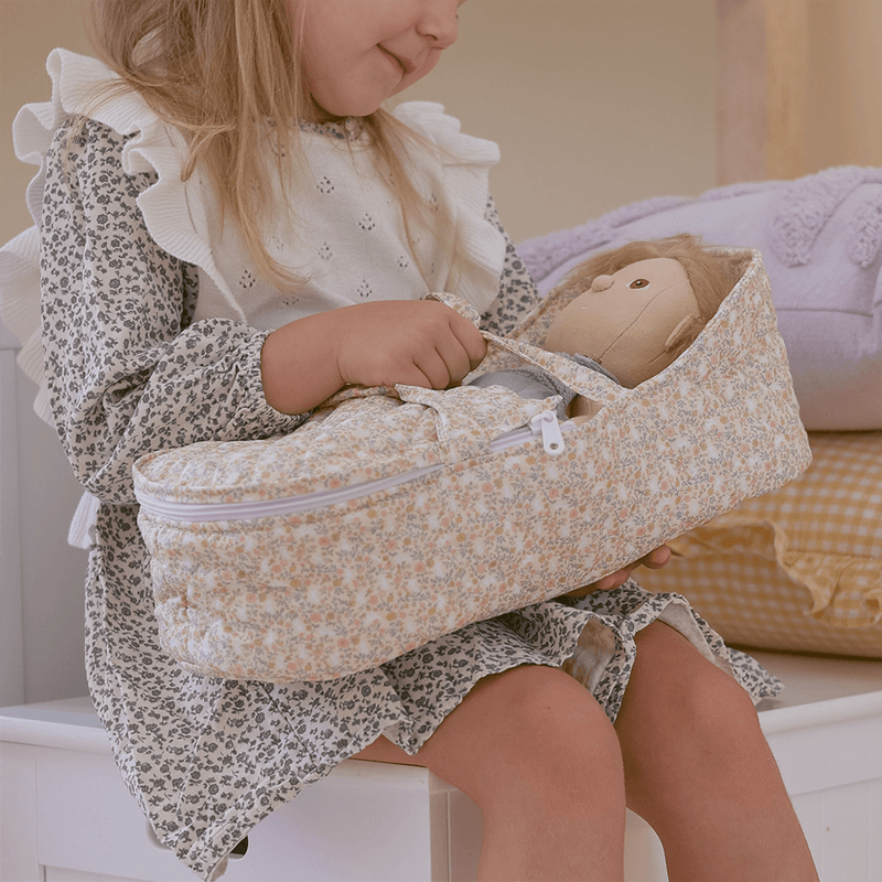 Olli Ella Dinkum Doll Quilted Carry Cot - Garden Floral