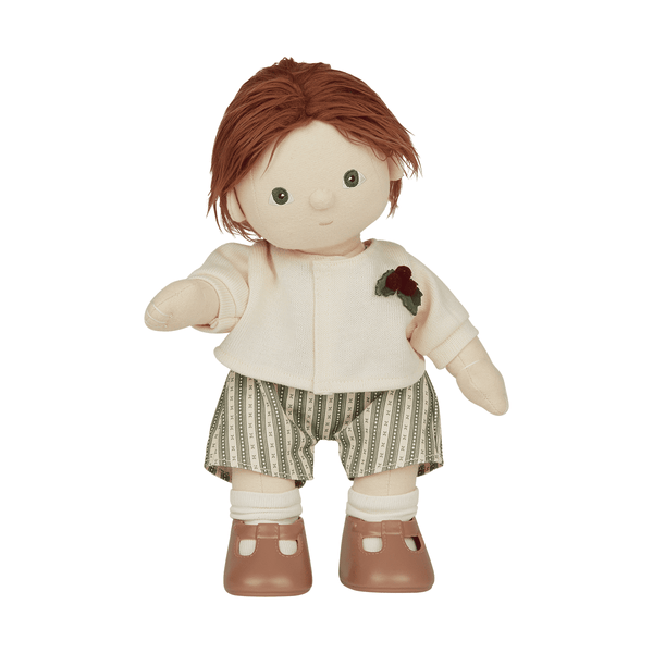 Olli Ella Dinkum Doll Cardigan & Romper Holiday Set - Cream & Clover