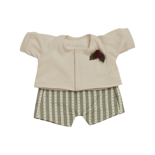 Olli Ella Dinkum Doll Cardigan & Romper Holiday Set - Cream & Clover