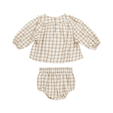 Quincy Mae Mia Top + Bloomer Set - Cinnamon Plaid