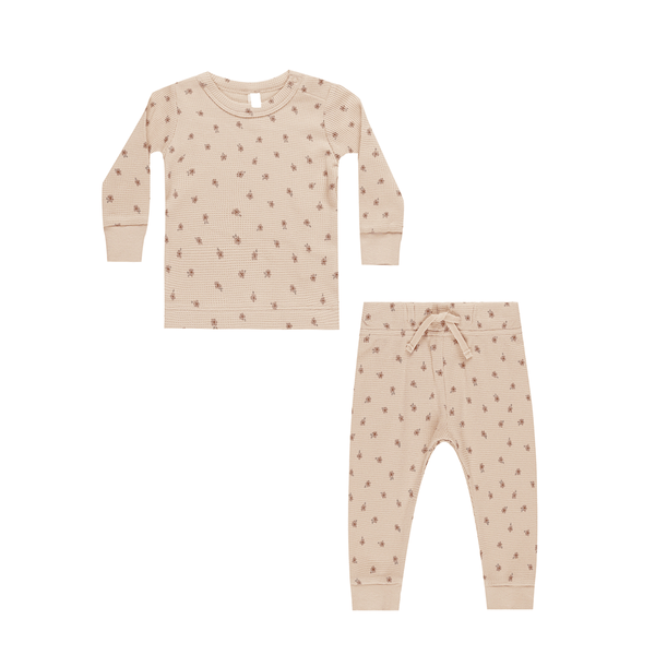 Quincy Mae Waffle Top + Pant Set - Blossom