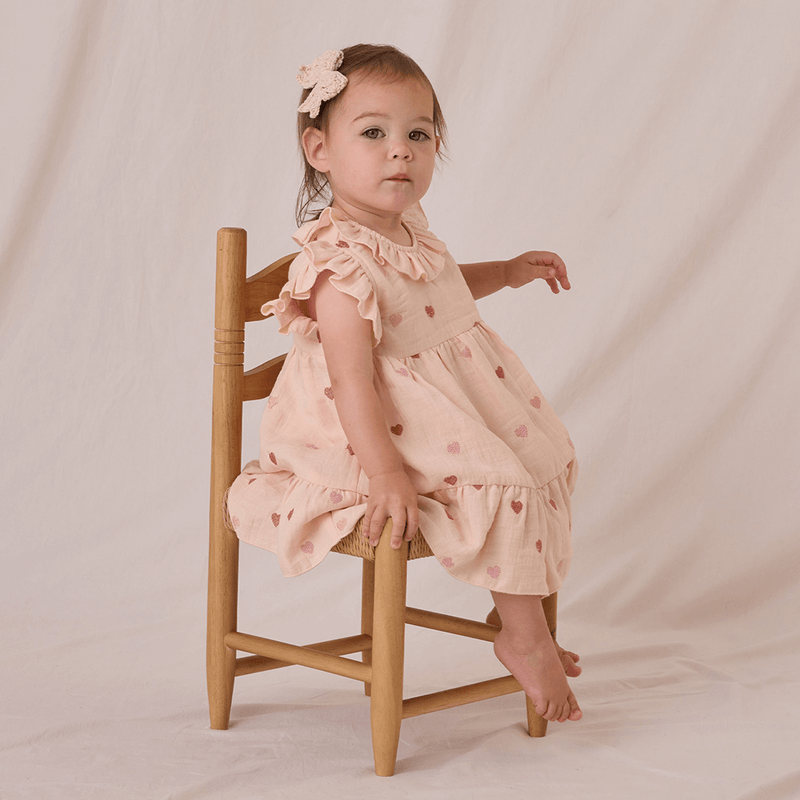 Quincy Mae Charlotte Dress - Heart Embroidery