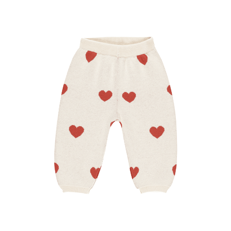 Quincy Mae Heart Knit Pants - Ivory