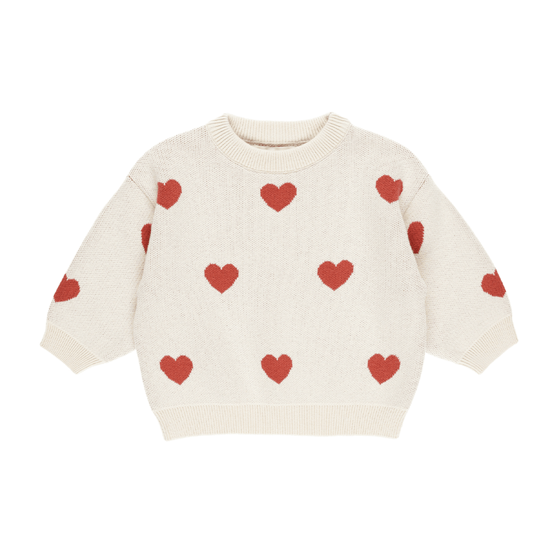 Quincy Mae Heart Knit Sweater - Natural